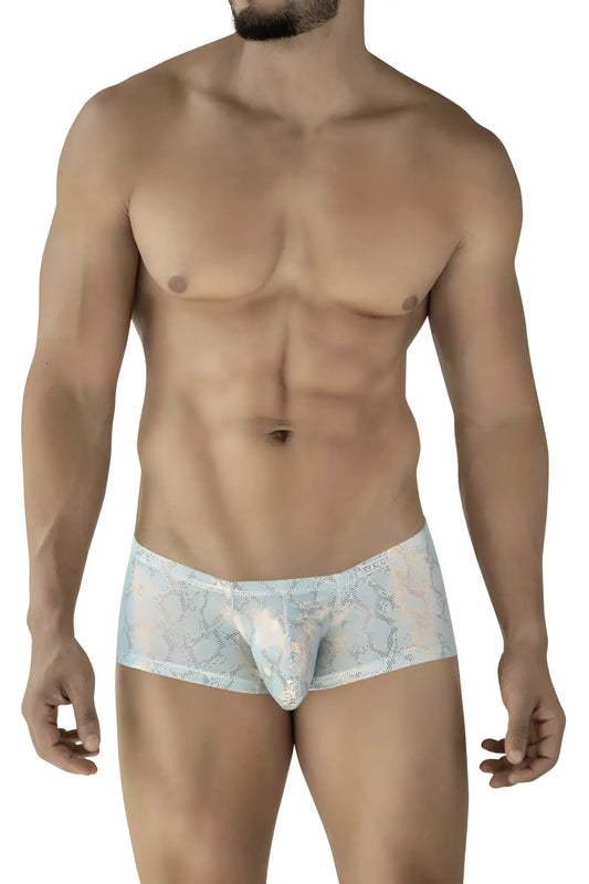Light blue clever 2061 diamond trunks men’s briefs with lace trim and a subtle pattern in soft breathable fabric