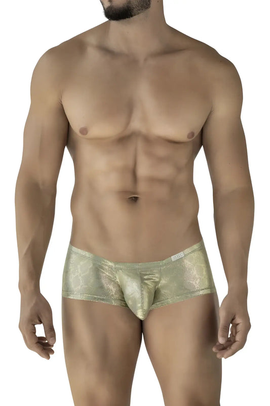 Gold metallic patterned clever 2061 diamond trunks briefs showcasing bold texture and rich color