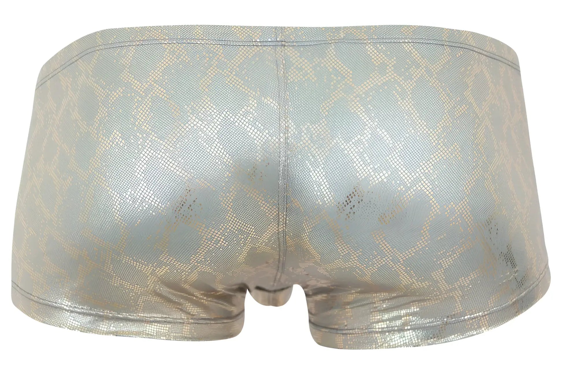 Shiny metallic silver briefs with subtle gold snake scale pattern clever 2061 diamond trunks color gold