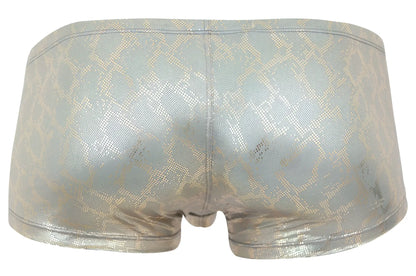 Shiny metallic silver briefs with subtle gold snake scale pattern clever 2061 diamond trunks color gold