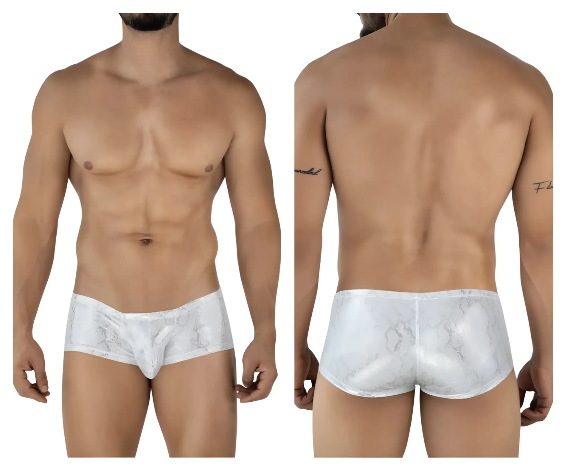 Silver clever 2061 diamond trunks white lace-trimmed briefs with subtle pattern and central pouch design