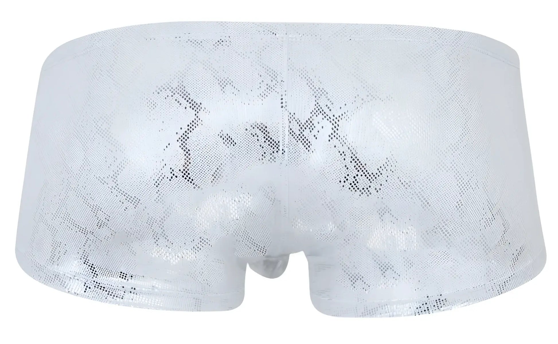 White lace-trimmed briefs with subtle silver snake pattern from clever 2061 diamond trunks color silver collection