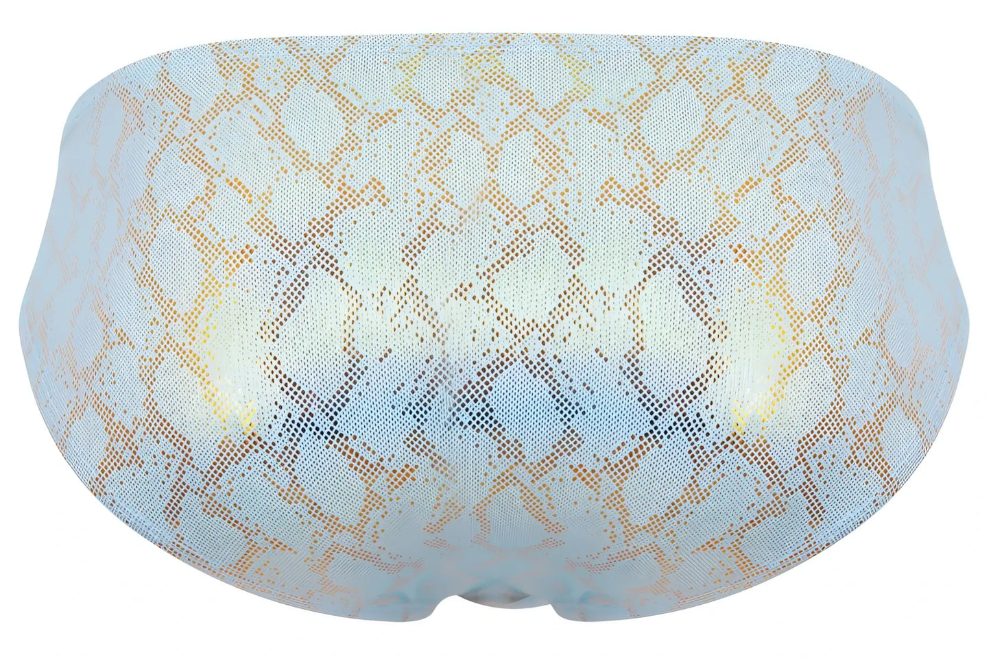 Clever 2062 diamond briefs in light blue and gold snakeskin-patterned mesh swim trunks for men