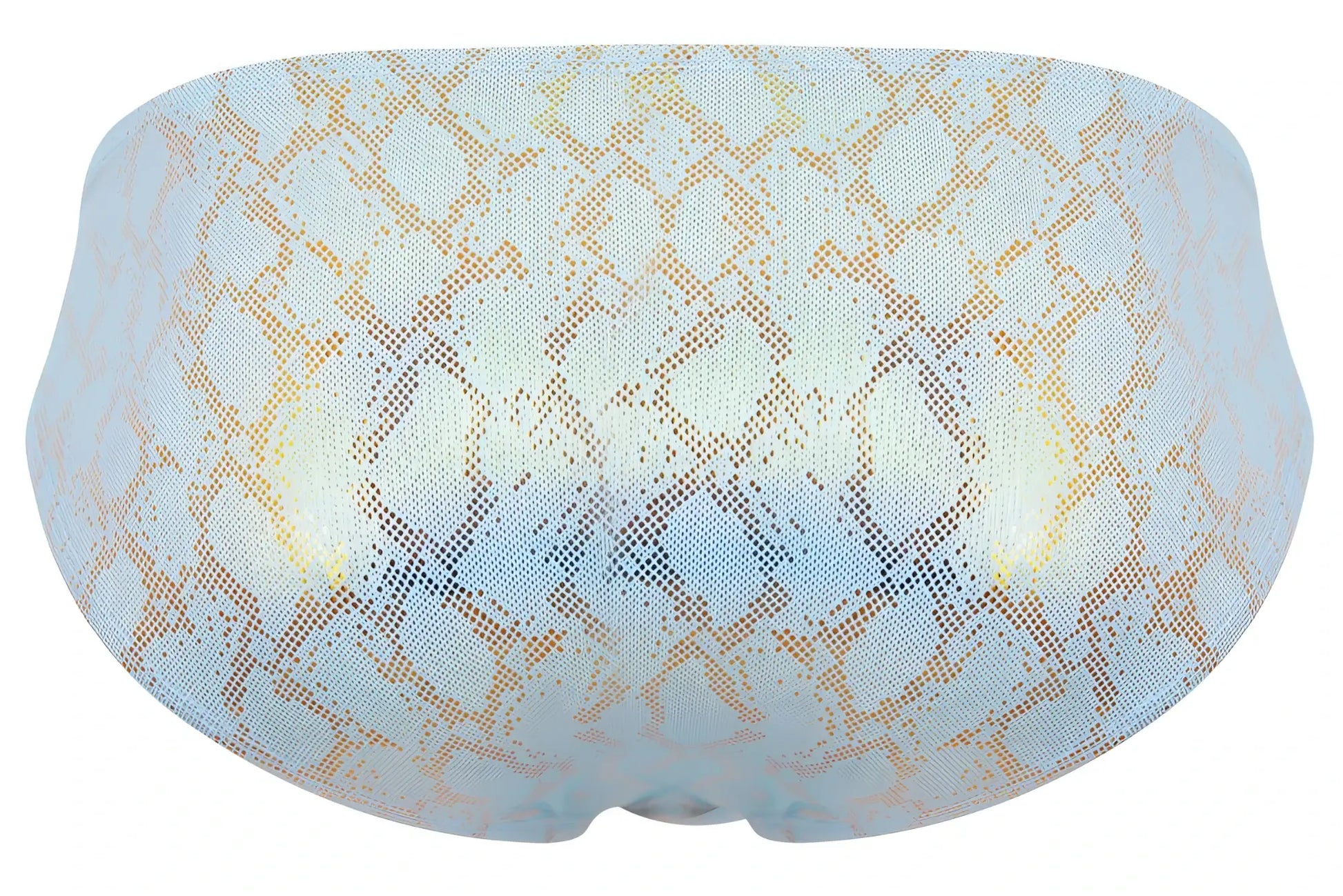 Clever 2062 diamond briefs in light blue and gold snakeskin-patterned mesh swim trunks for men