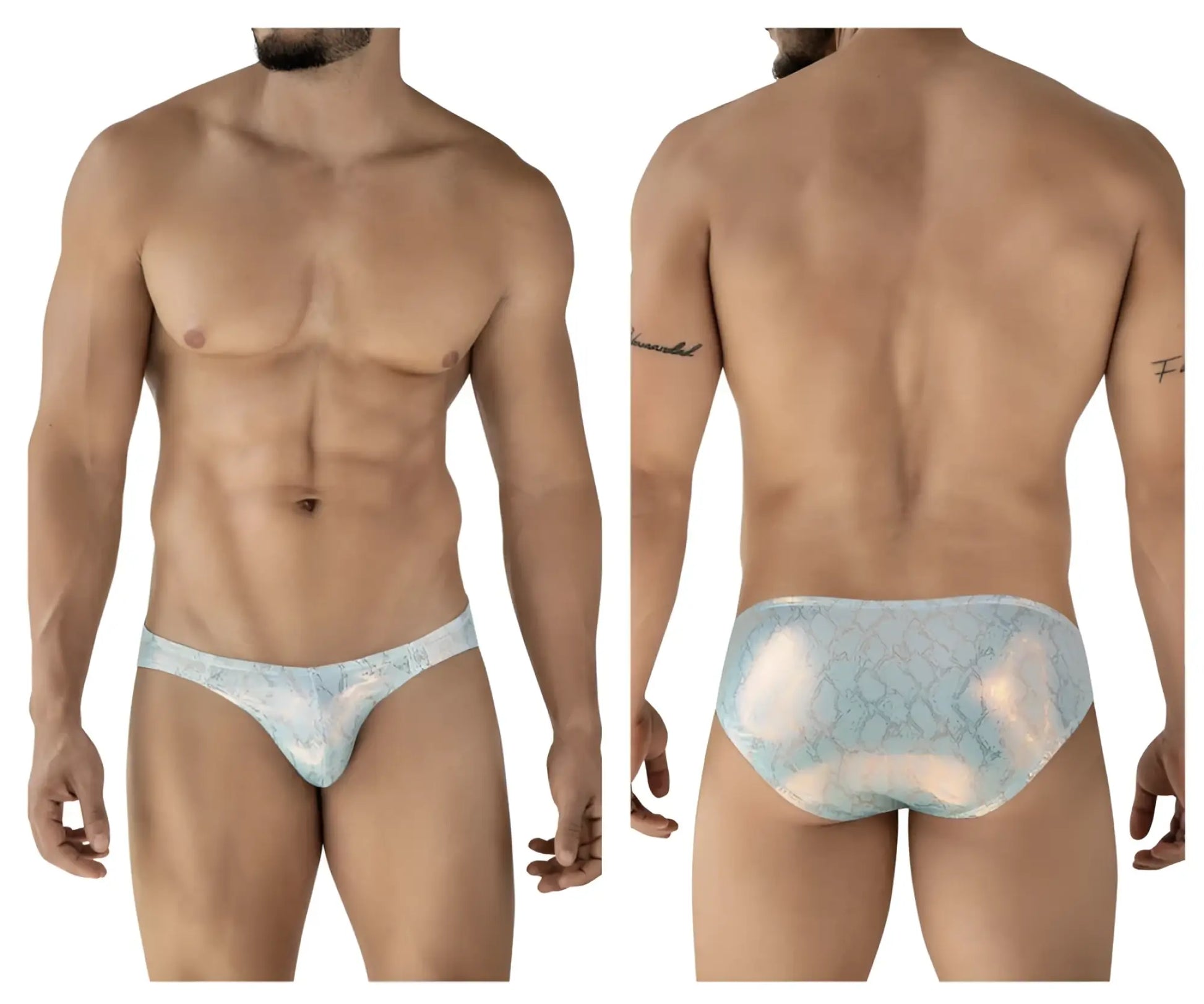 Light blue lace briefs with a subtle scale-like pattern from clever 2062 diamond briefs collection in blue color