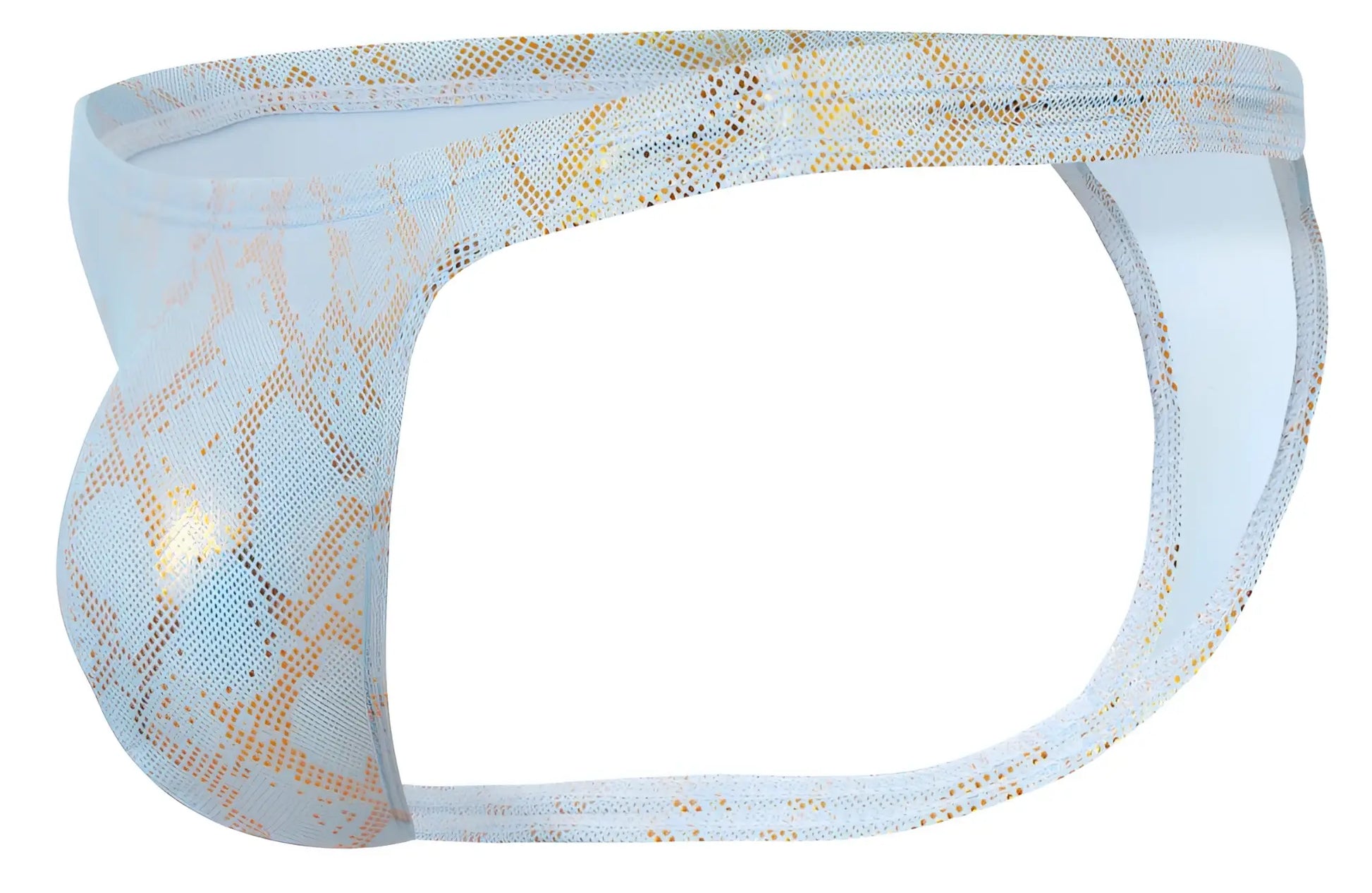 Light blue and gold snake-print mesh briefs from clever 2063 diamond thongs collection in blue color