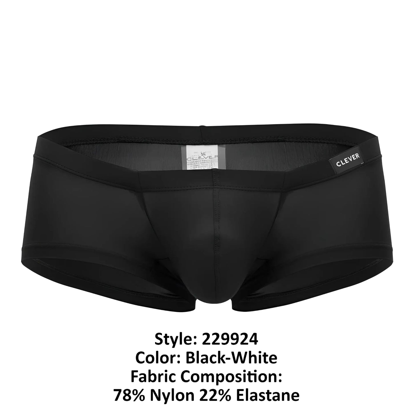 Black clever 229924 2pk australian trunks briefs with sleek form-fitting design and subtle white waistband trim