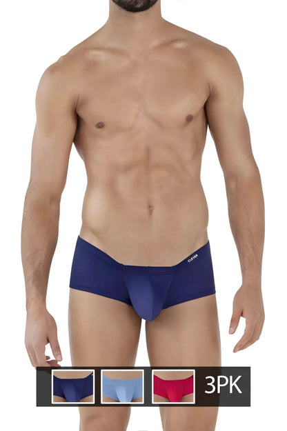 Navy blue men’s briefs with smooth form-fitting design and clover embroidered waistband from clever 229929 3pk australian latin trunks
