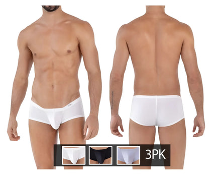 White clever 229930 3pk australian latin trunks briefs with smooth fit and subtle logo on waistband