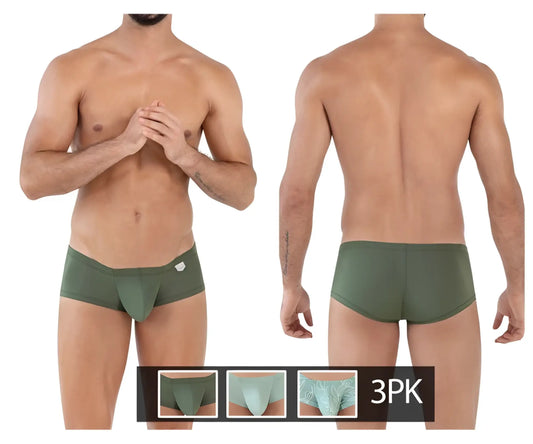 Olive green men’s briefs clever 229934 with smooth form-fitting design and small white logo on left hipband