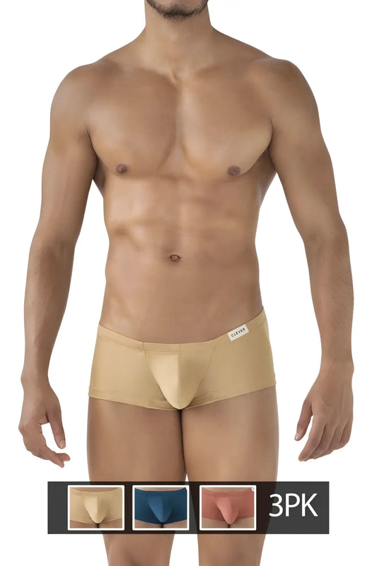Beige clever 229941 men’s briefs with smooth form-fitting design and subtle brand tag on waistband in blue ochre gold colors