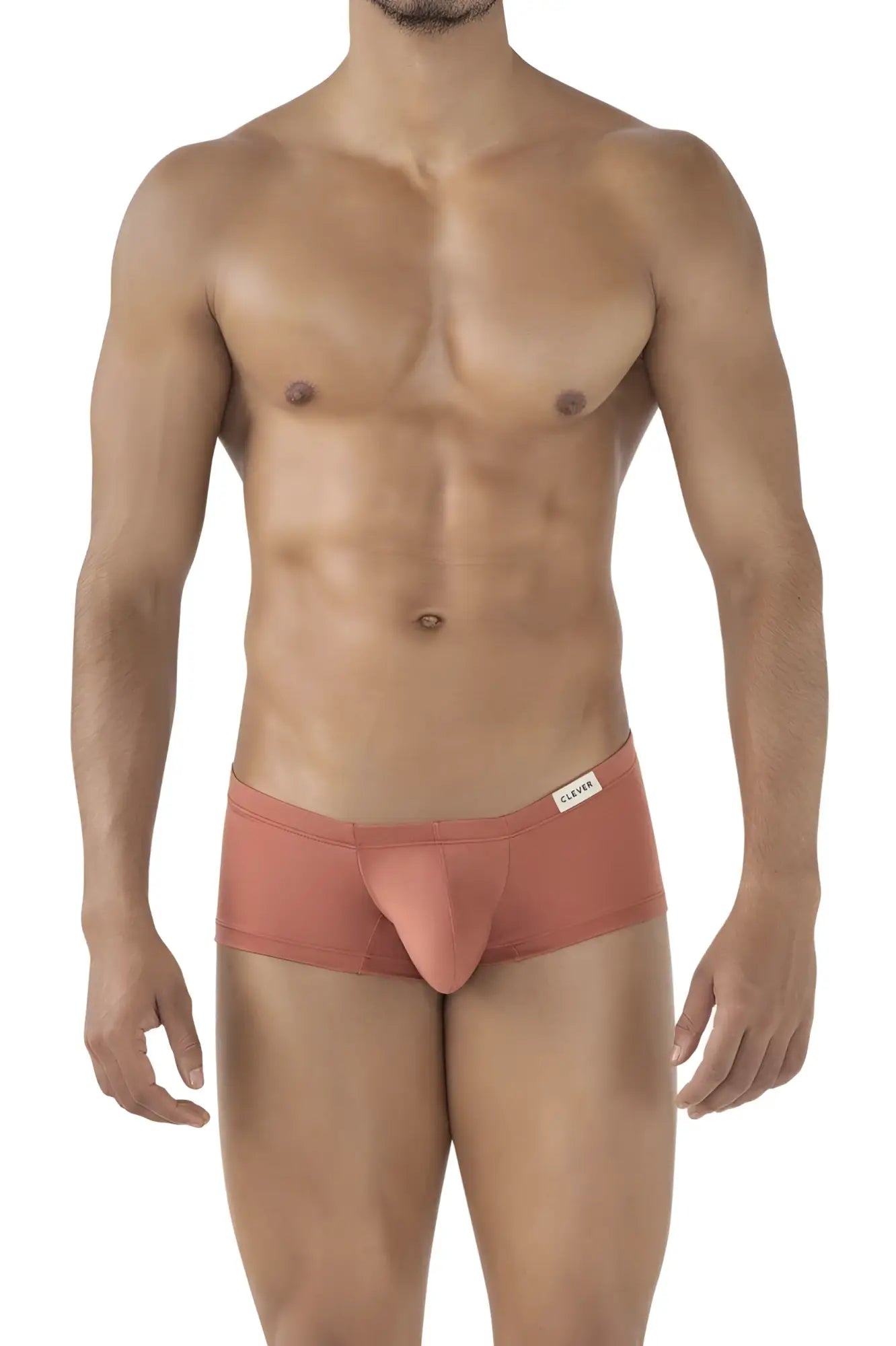 Cotton men’s rust-colored briefs with supportive pouch and branded label from Clever 229941 Australian Latin trunks pack
