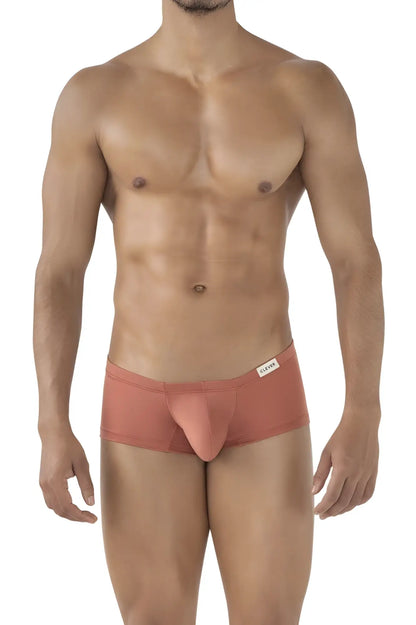 Cotton men’s rust-colored briefs with supportive pouch and branded label from Clever 229941 Australian Latin trunks pack