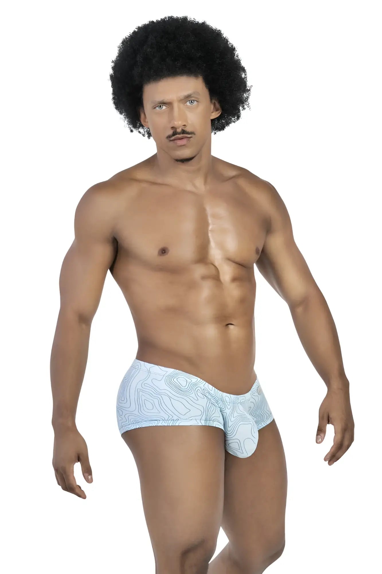 Light blue men’s briefs with a topographic map design from clever 229951 3pk australian latin trunks collection