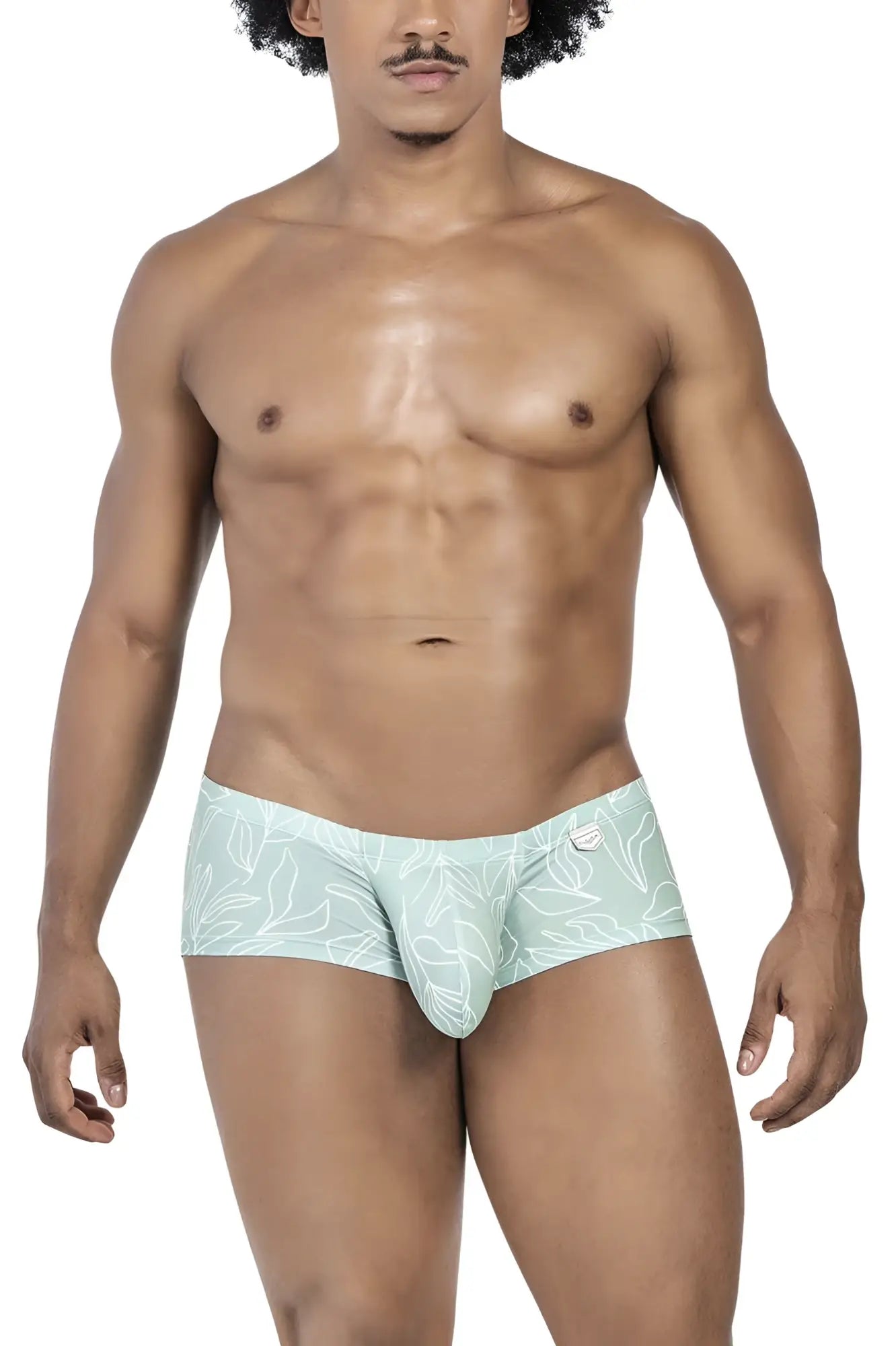 Light green clever men’s briefs with white leaf pattern from 3pk australian latin trunks for comfortable wear