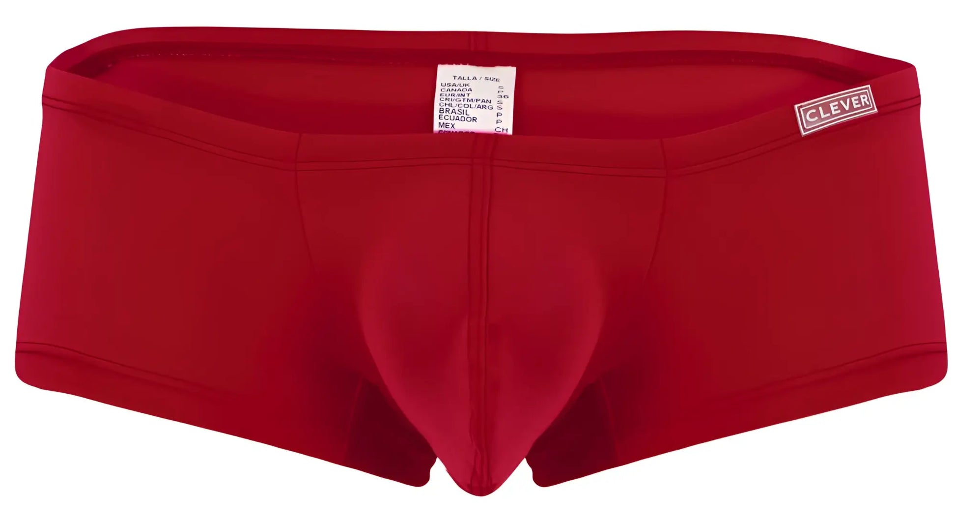 Red men’s briefs from clever 229956 12pk australian latin trunks with logo waistband in multi-colored design