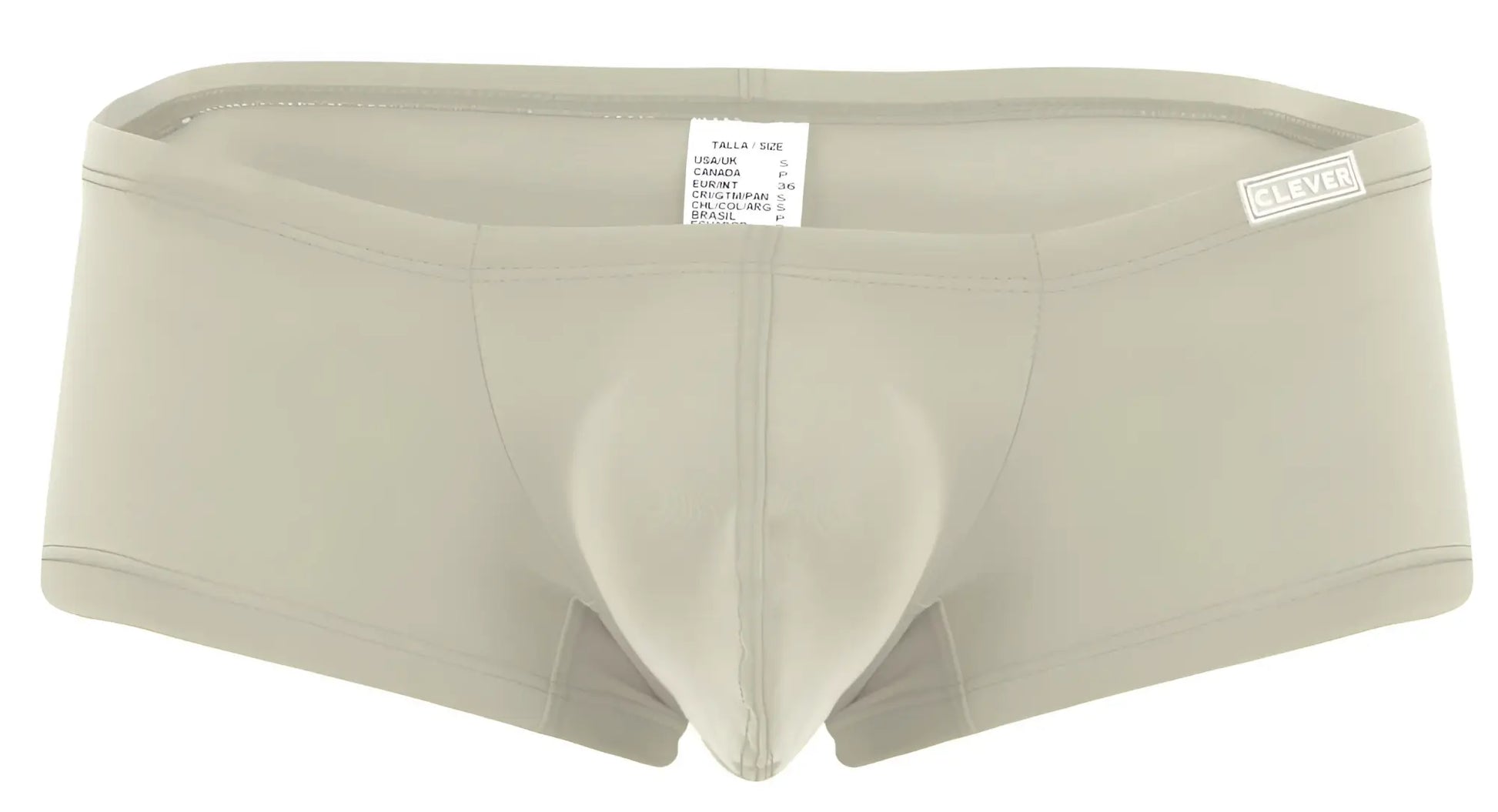 Beige cleved men’s briefs with smooth form-fitting design and reinforced seams from clever 229957 12pk trunks