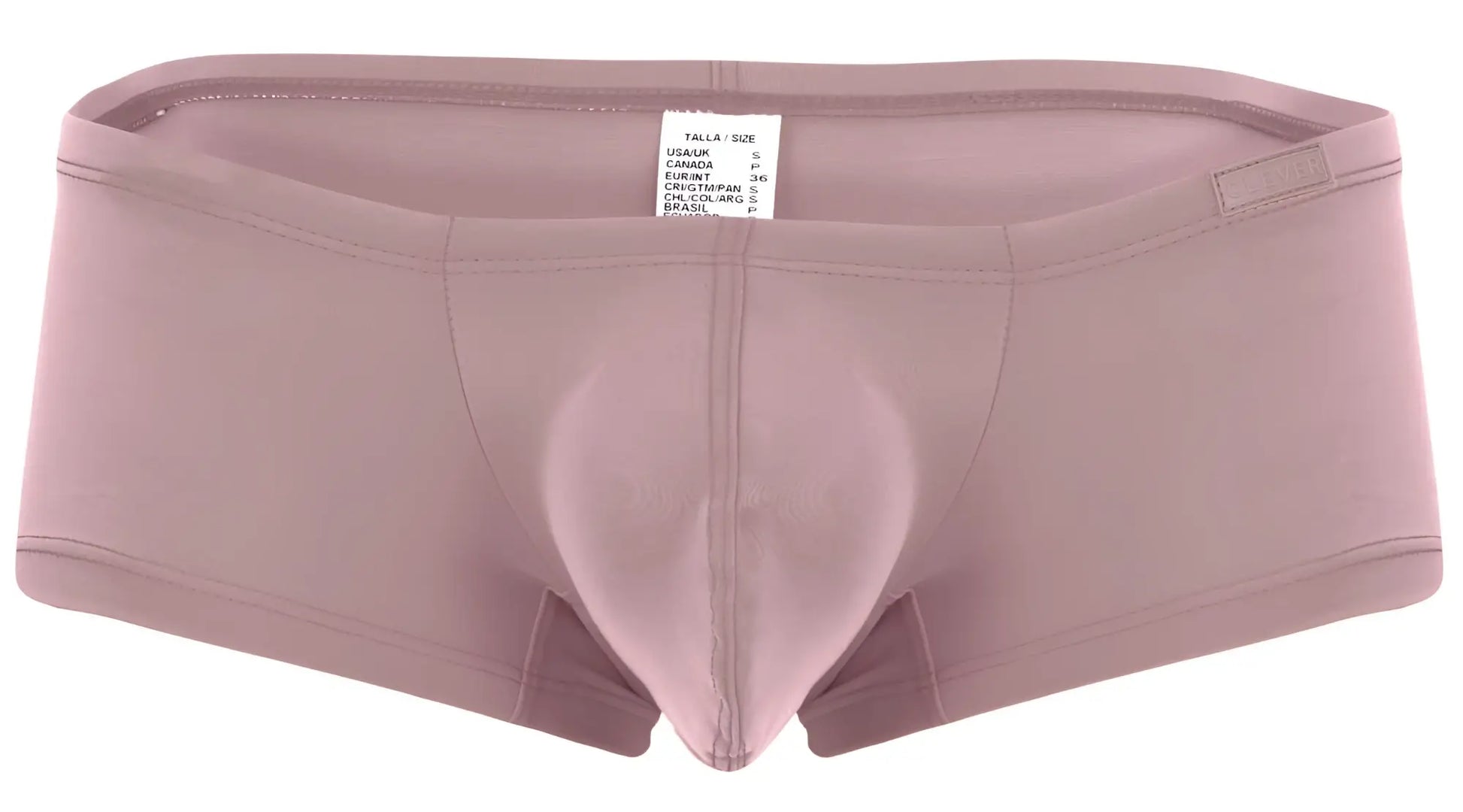 A soft mauve men’s brief with padded support and elastic waistband from clever 229957 12pk australian latin trunks