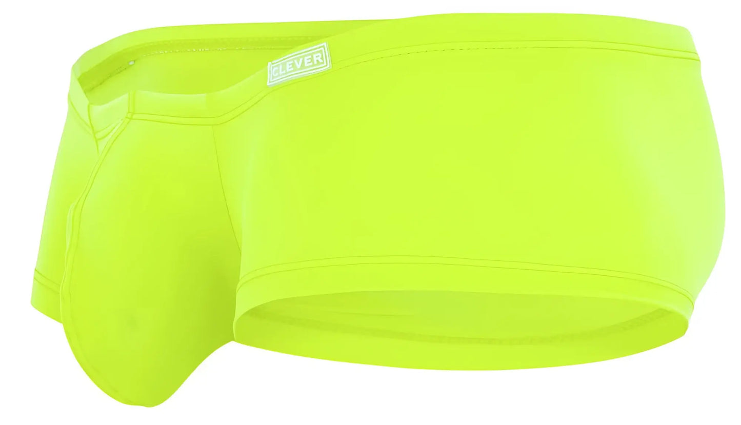 Bright neon green men’s briefs from clever 229958 3pk australian latin trunks with sleek form-fitting design and white tag
