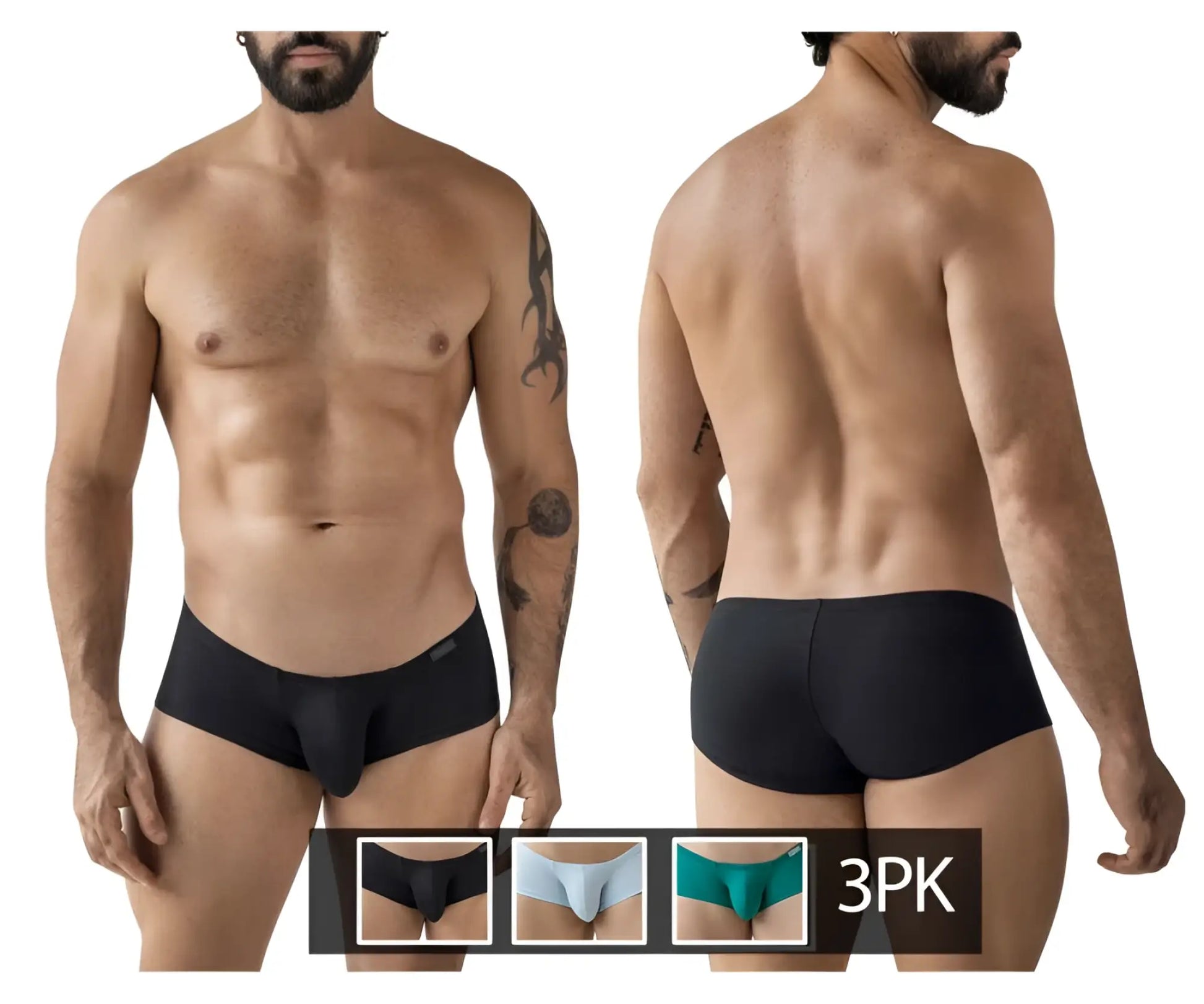 Clever 229960 3pk australian latin trunks multi-colored black men’s briefs with smooth form-fitting design