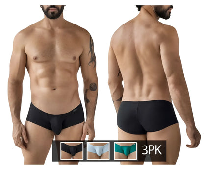 Clever 229960 3pk australian latin trunks multi-colored black men’s briefs with smooth form-fitting design