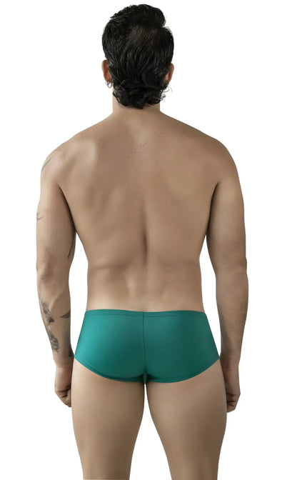 Teal-colored clever 229960 3pk australian latin trunks with smooth form-fitting fabric in multi-colored pack