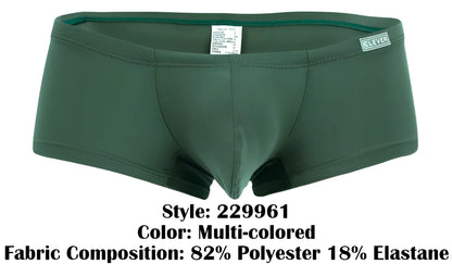 Dark green clever 229961 men’s briefs with smooth stretchy fabric and subtle brand label on waistband in multi-colored pack