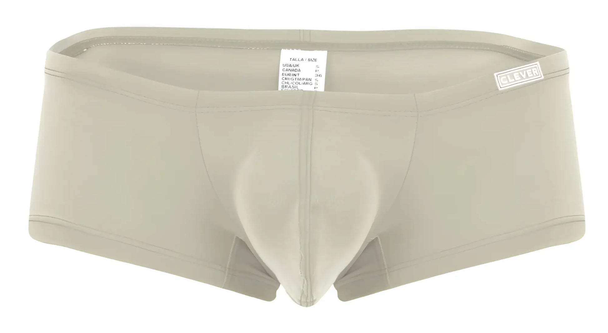 Beige clever 229963 men’s briefs with supportive pouch design and clever brand label on waistband in multi-colored pack