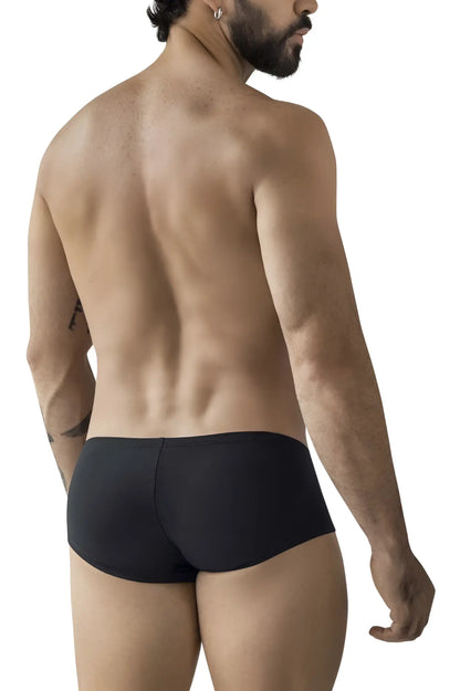 Black clever 229963 3pk australian latin trunks back view with smooth form-fitting fabric and subtle seam multi-colored