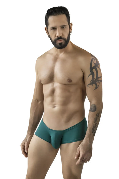 Teal-colored form-fitting men’s briefs with smooth fabric finish from clever 229963 3pk australian latin trunks multi-colored set