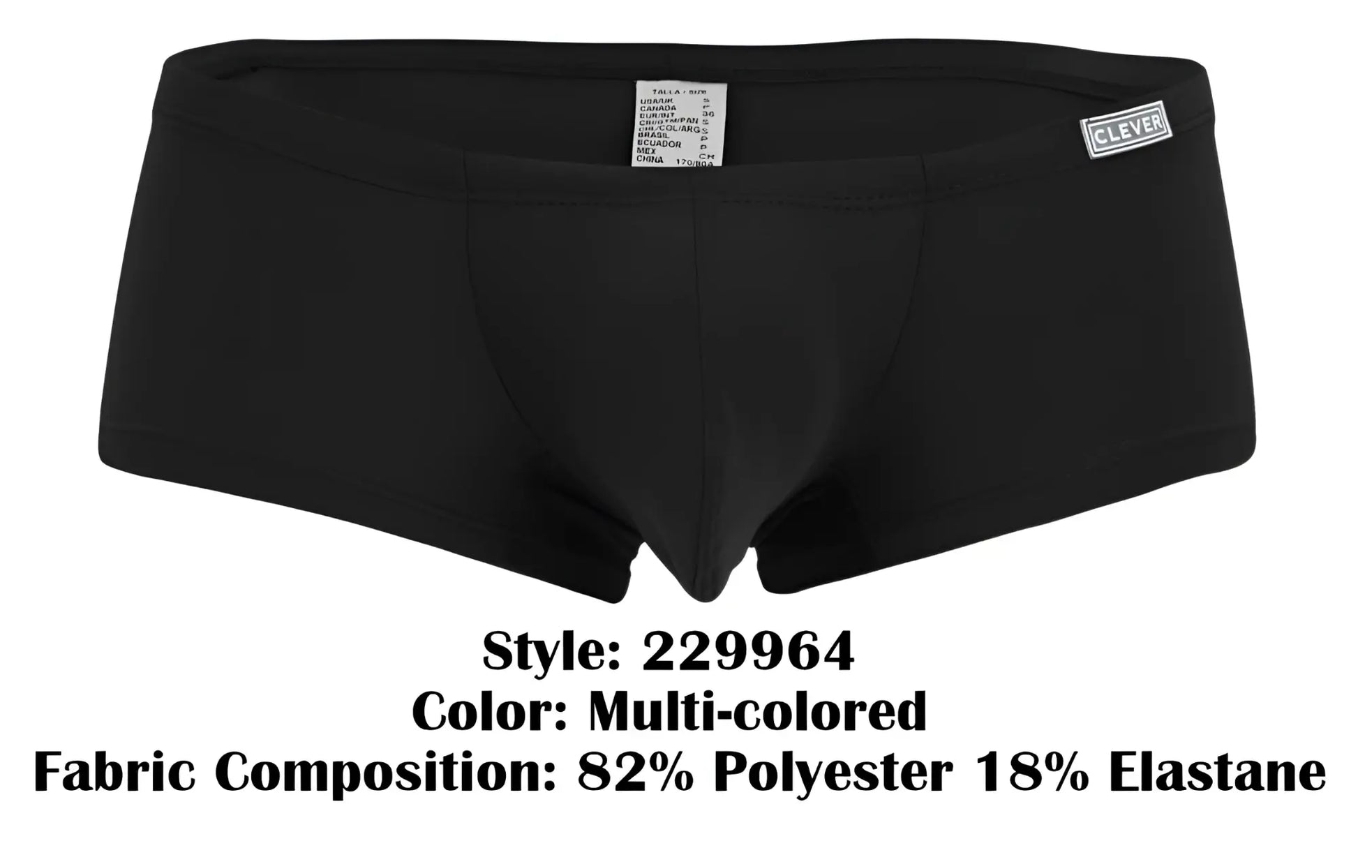 Black mens briefs clever 229964 3pk australian latin trunks multi-colored with sleek form fitting design and waistband label