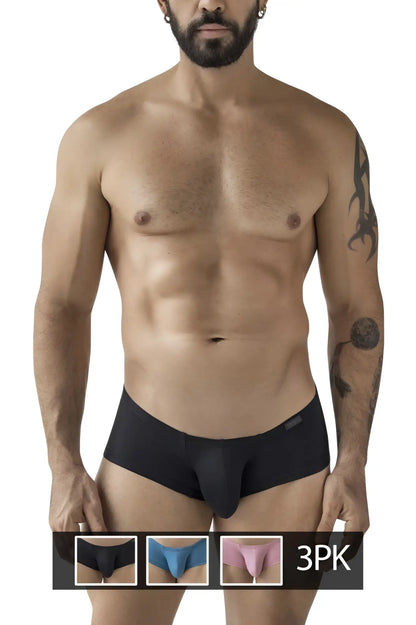 Black men’s briefs clever 229965 3pk australian latin trunks with smooth form-fitting design in multi-colored fabric