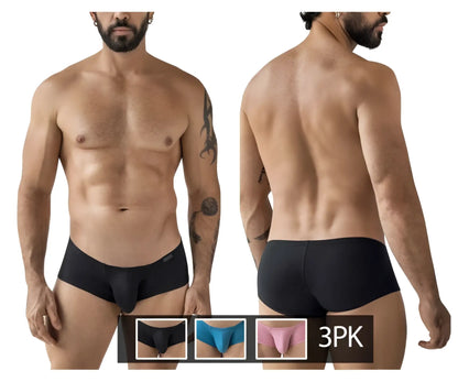 Black men’s briefs clever 229965 3pk australian latin trunks multi-colored with smooth form-fitting design and elastic waistband