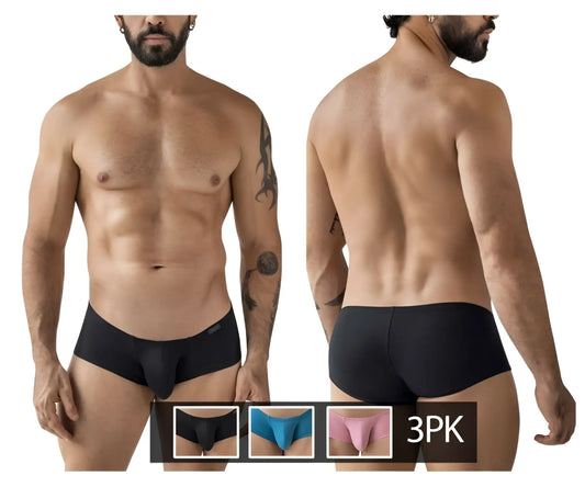 Black men’s briefs clever 229965 3pk australian latin trunks multi-colored with smooth form-fitting design and elastic waistband