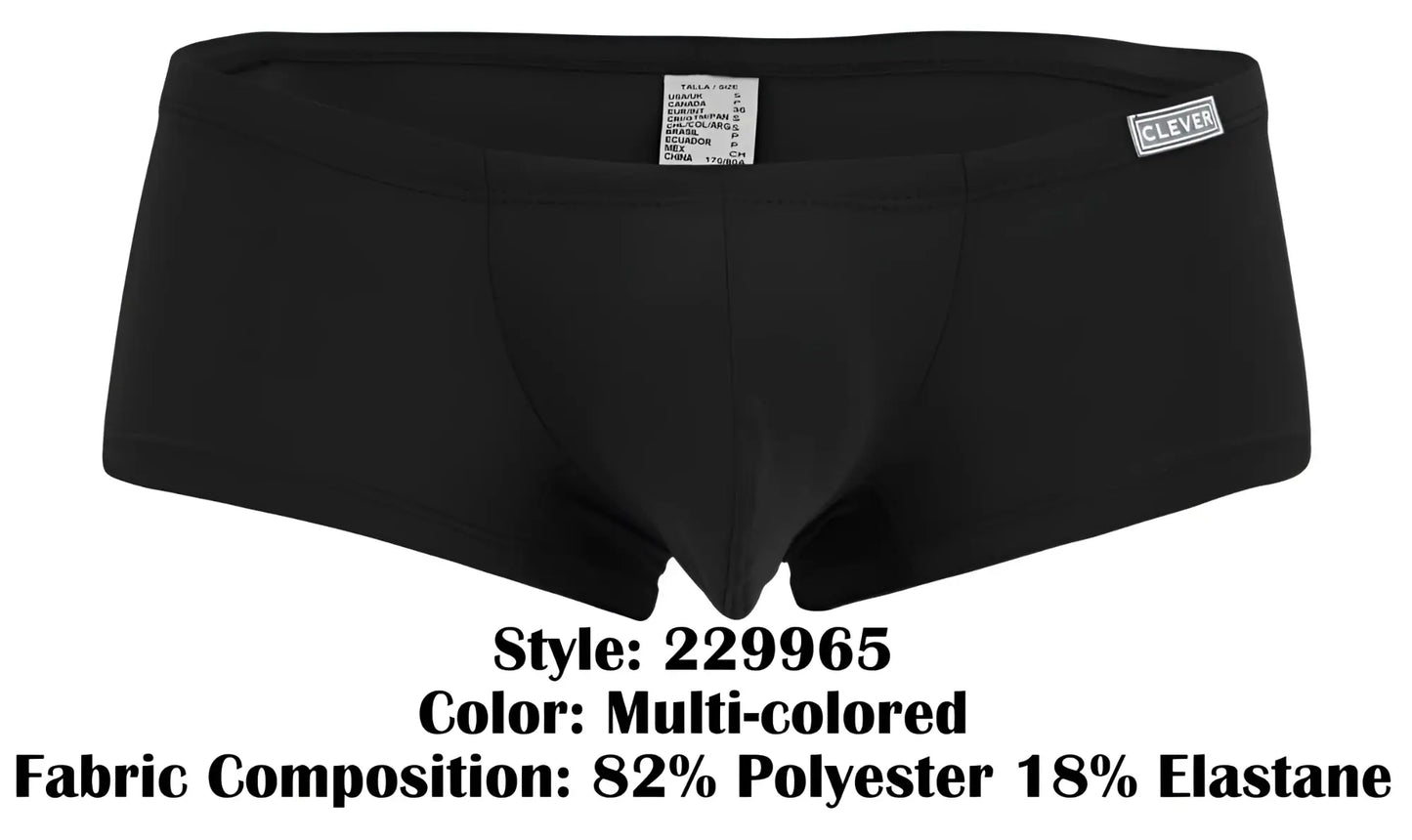 Black men’s briefs clever 229965 3pk australian latin trunks multi-colored sleek form-fitting design with brand label
