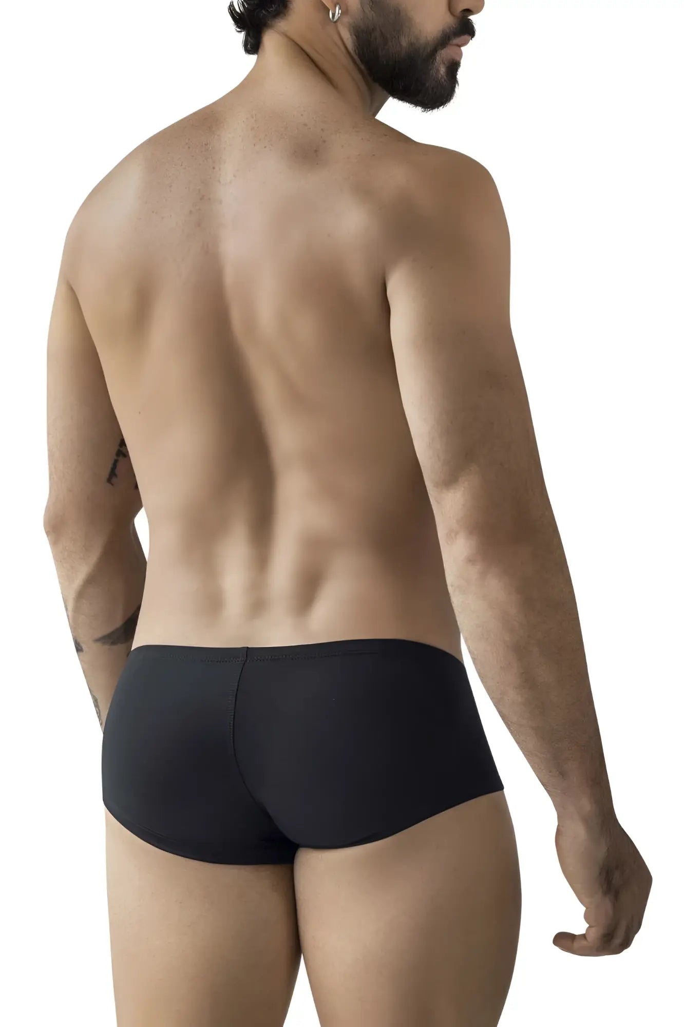 Black briefs from clever 229965 3pk australian latin trunks with smooth fabric and subtle back seam detail shown from back