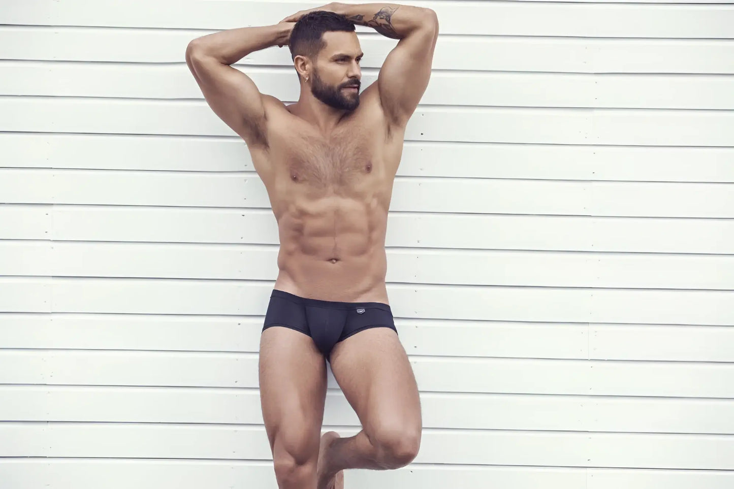 Black clever 2373 australian latin boxer briefs with small logo on waistband made from soft breathable fabric