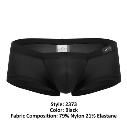 Black clever 2373 australian latin boxer briefs made of 79 nylon and 21 elastane shown from the back side