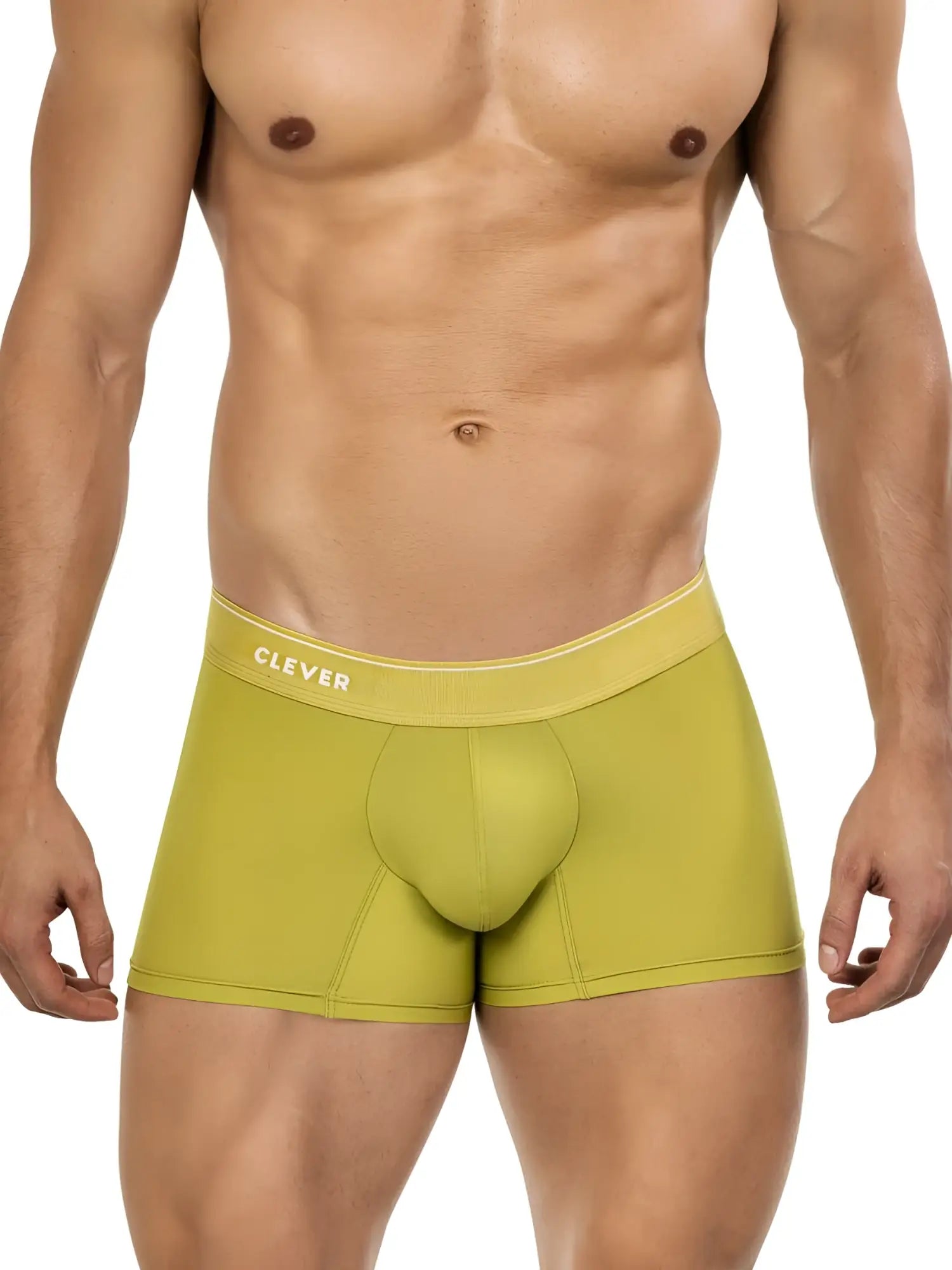 Olive green clever 26008 atenea boxer briefs with elastic waistband featuring clever brand name in white letters