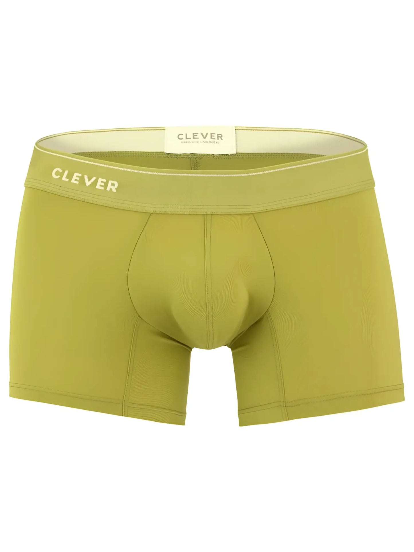 Olive green ribbed boxer briefs with clever embroidered waistband for comfortable everyday wear