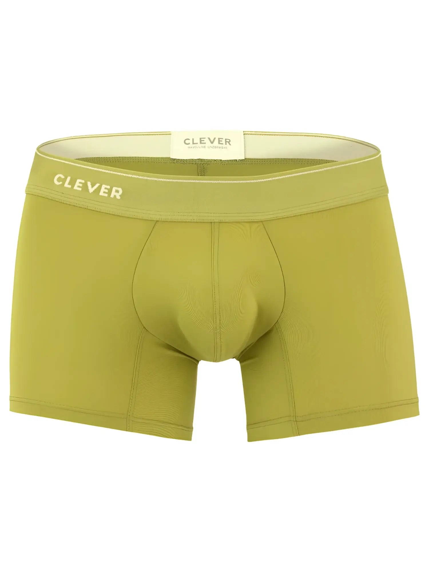 Olive green ribbed boxer briefs with clever embroidered waistband for comfortable everyday wear