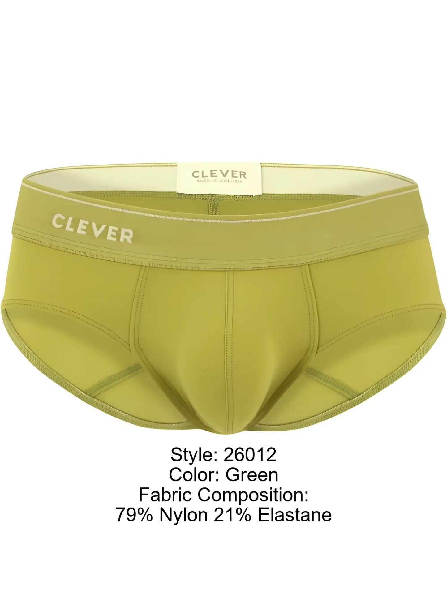 Olive green clever 26012 atenea briefs made from 79 nylon and 21 elastane comfortable fit underwear