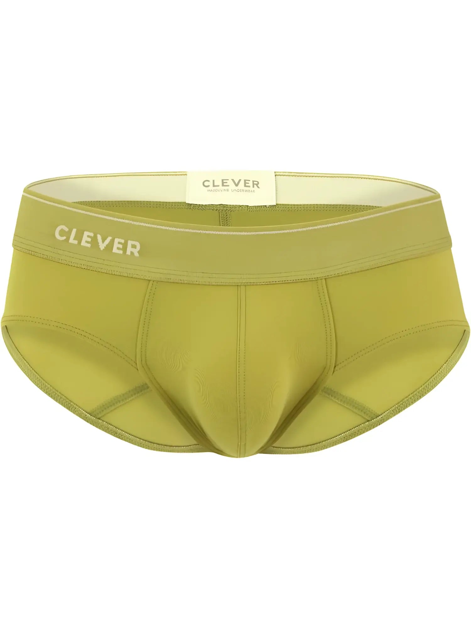 Olive green clever 26012 atenea briefs with subtle textured fabric and white logo detailing on front side