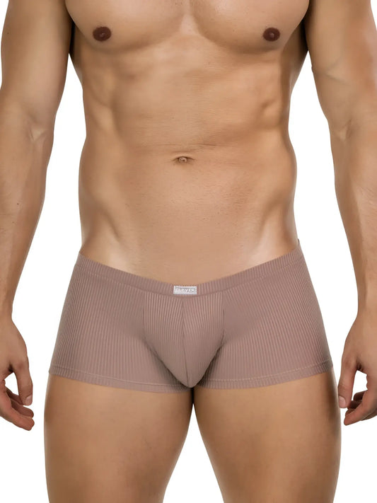 Beige ribbed men’s briefs with a subtle textured pattern and branded waistband label from clever 26015 apolo trunks