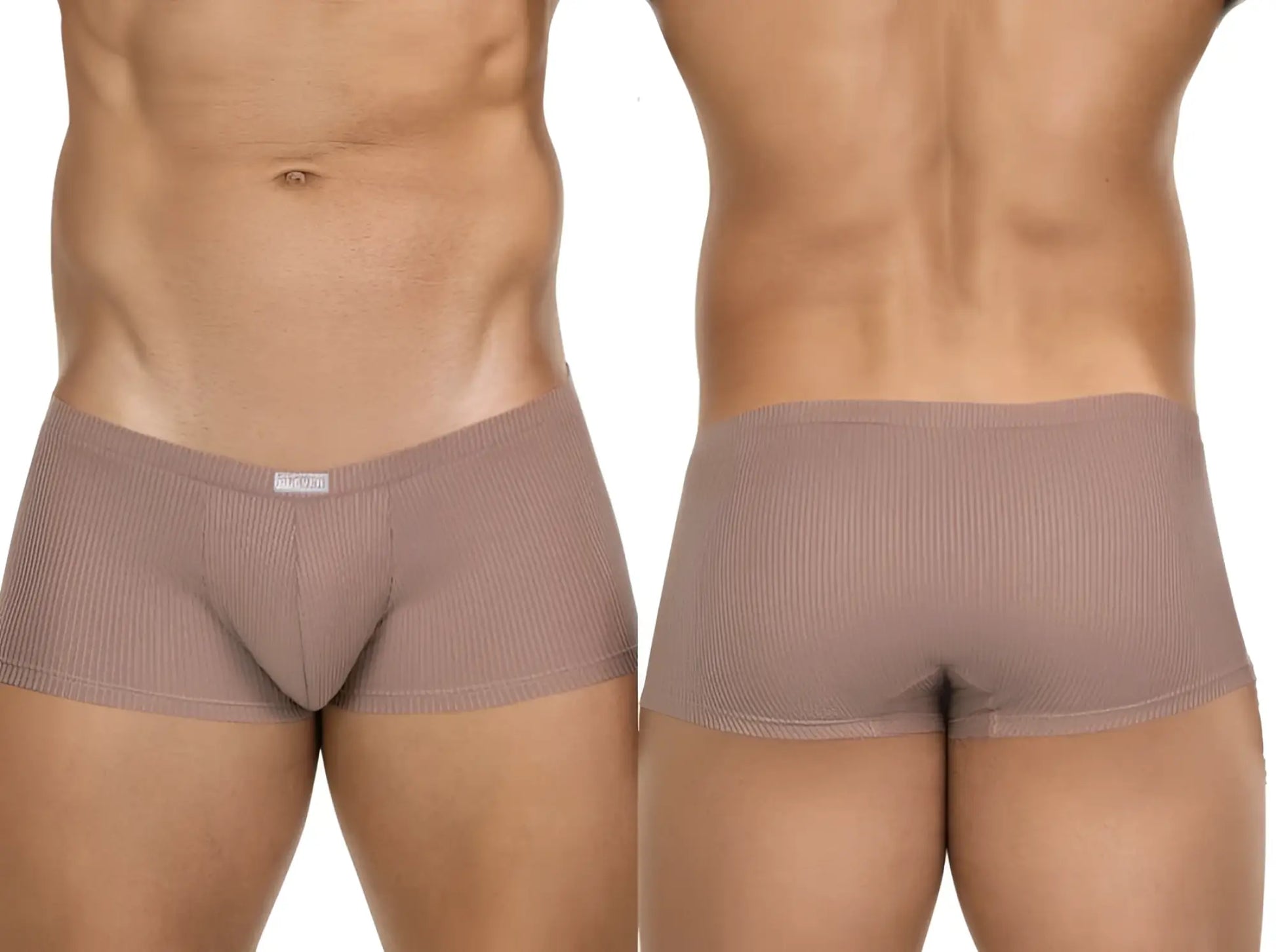 Beige ribbed cotton briefs with subtle texture and small brand tag on waistband clever 26015 apolo trunks sand color