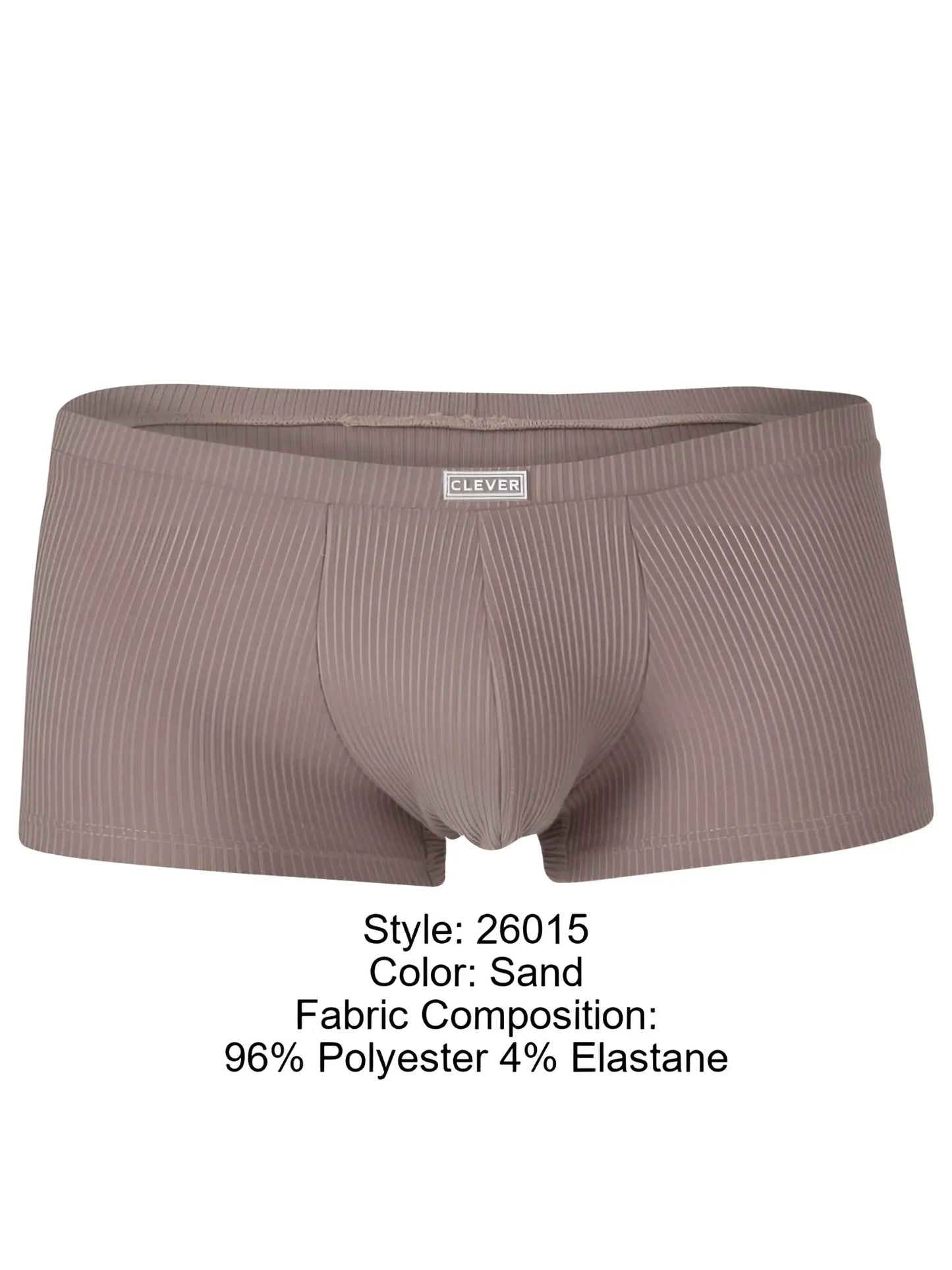 Sand-colored ribbed clever 26015 apolo trunks made of 96 polyester 4 elastane for sophisticated comfort and style