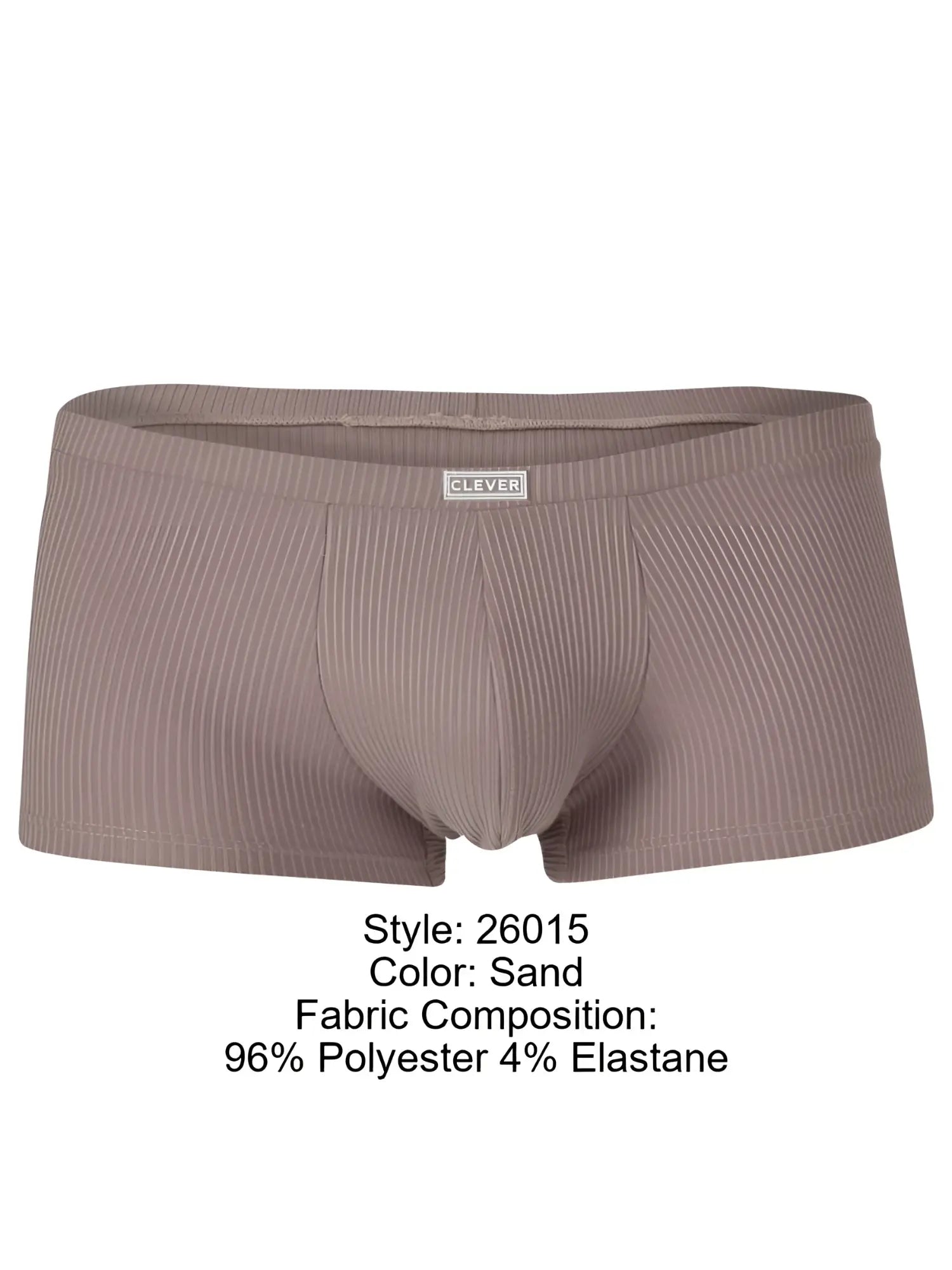 Sand-colored ribbed clever 26015 apolo trunks made of 96 polyester 4 elastane for sophisticated comfort and style