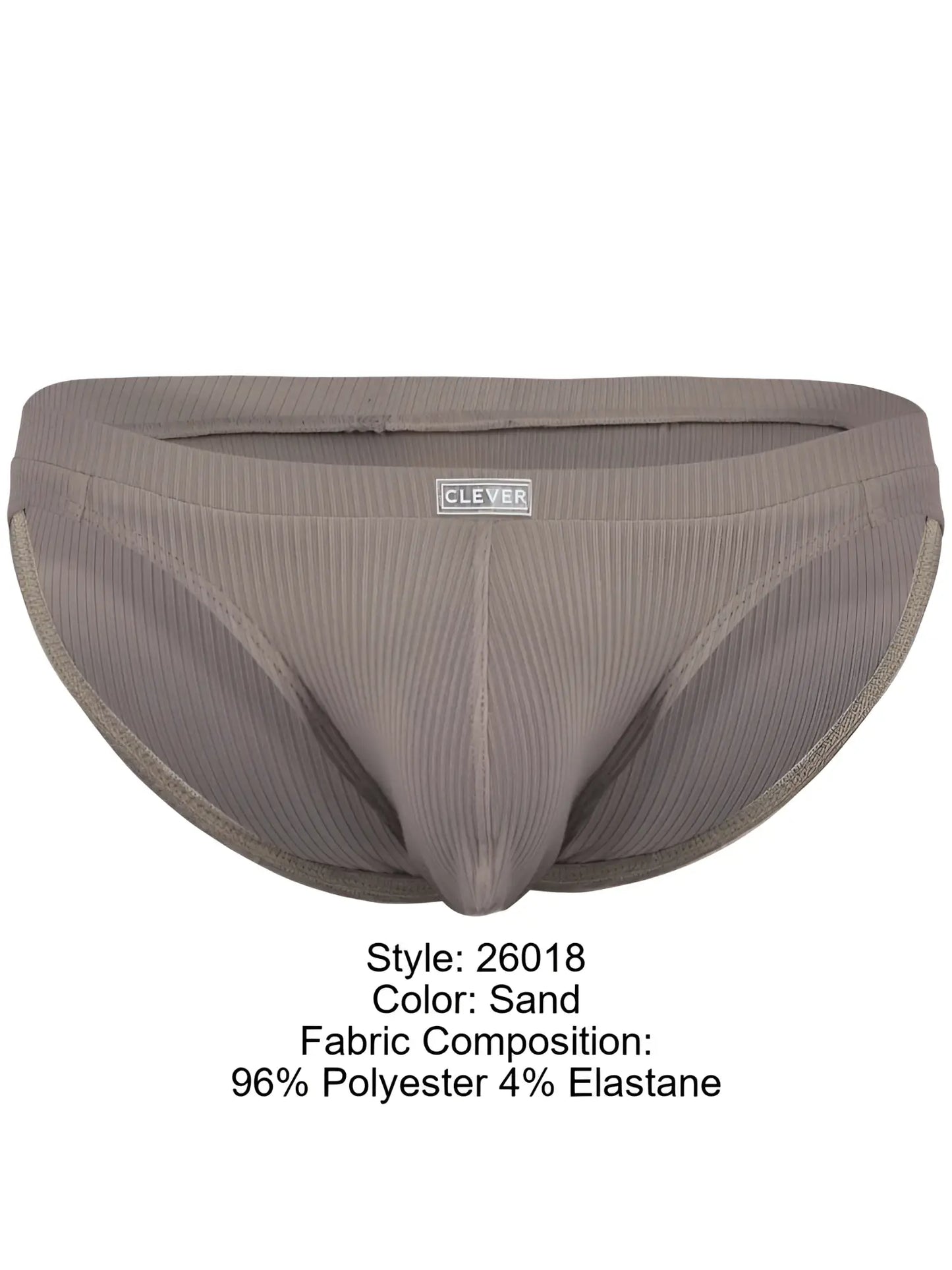 Sand-colored ribbed polyester and elastane clever 26018 apolo bikini briefs combining style and sophisticated comfort