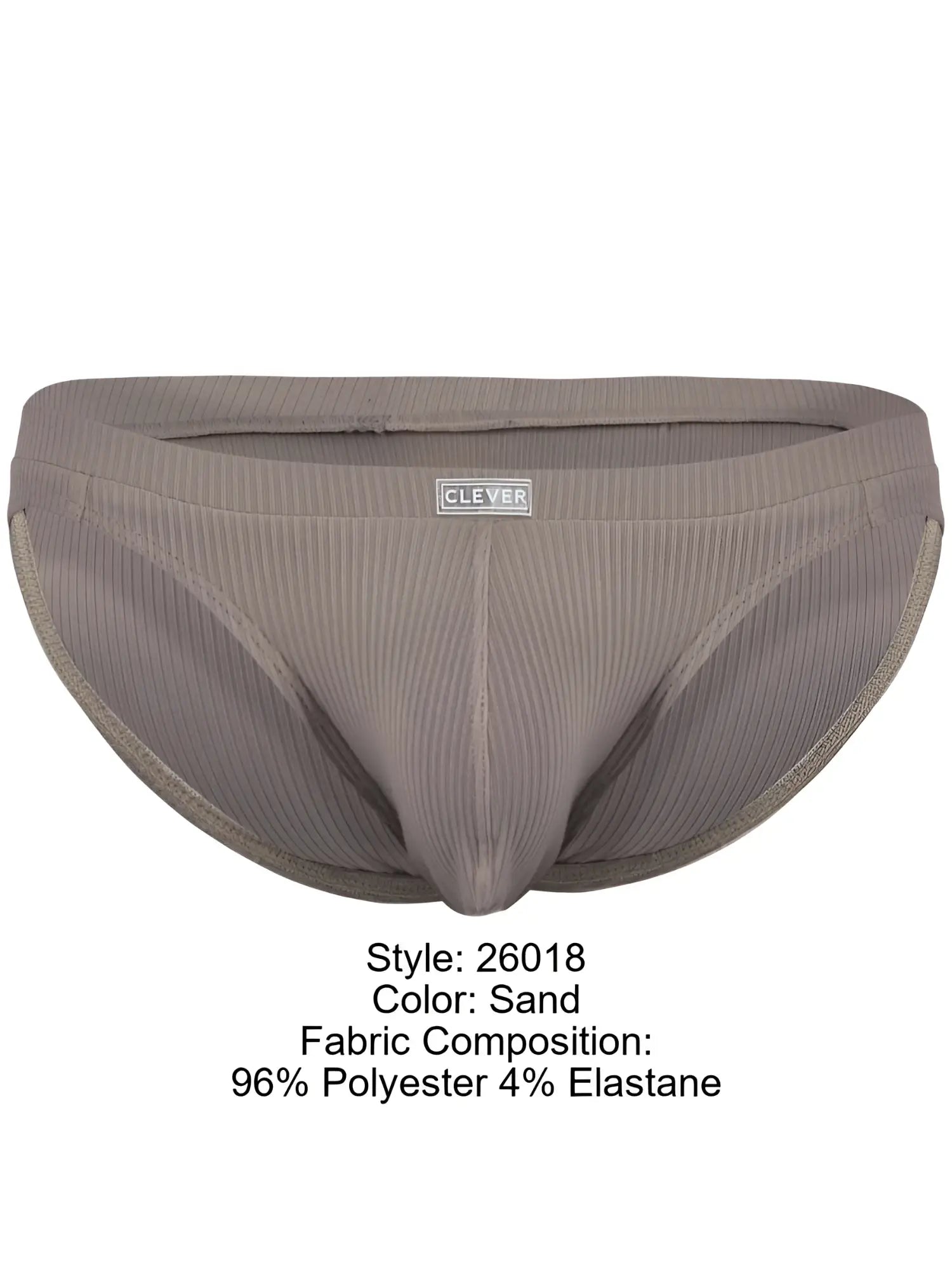 Sand-colored ribbed polyester and elastane clever 26018 apolo bikini briefs combining style and sophisticated comfort