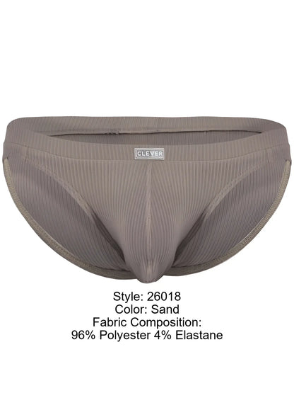 Sand-colored ribbed polyester and elastane clever 26018 apolo bikini briefs combining style and sophisticated comfort